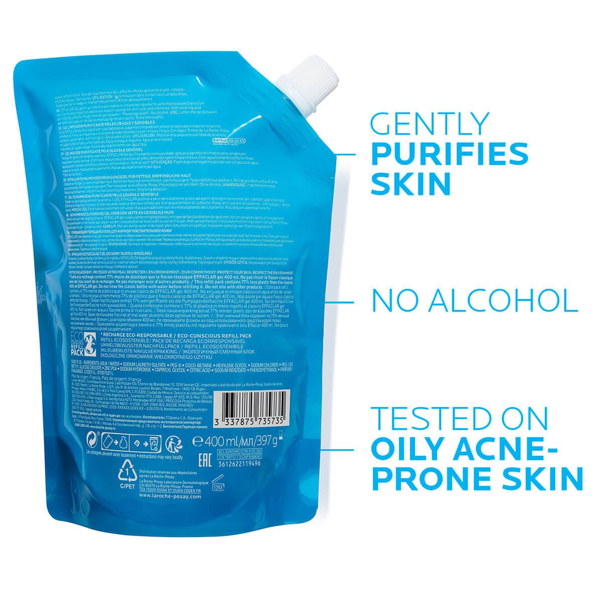 LaRochePosayProductAcneEffaclarEcoconsciousRefillCleansingFoamingGel400ml3337875735735ZoomedBLS